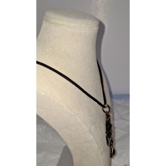 Artsy Lia Sophia Amber Glass Pendant Necklace Bohemian Exotic Fashion - Picture 10 of 11